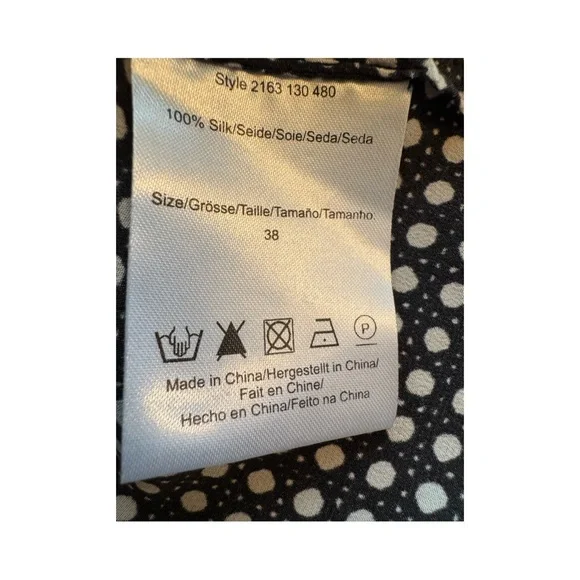 Day Birger ET Mikkelsen Long Sleeve 100% Silk Pop Over Tunic Black/white SZ 38(M - Picture 7 of 9